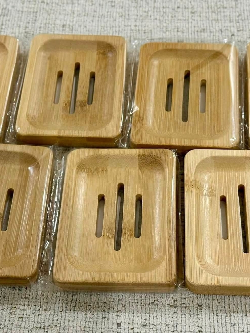 Total 7 Bamboo Square Soap Dish with Drain Slots - Natural